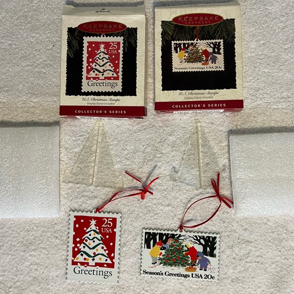 1994 & 1995 Hallmark Christmas Stamp Enamel on Copper Keepsake Holiday Ornaments - Picture 4 of 5